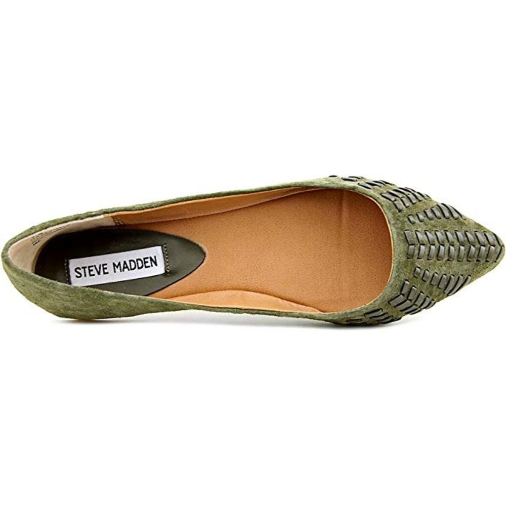 STEVE MADDEN IMAURA FLATS IN OLIVE GREEN SUEDE - Picture 2 of 8